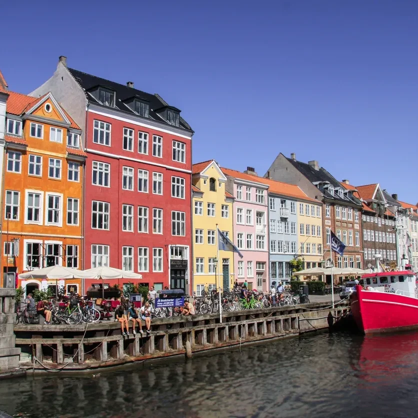 Colorful Nyhavn canal buildings, Copenhagen.