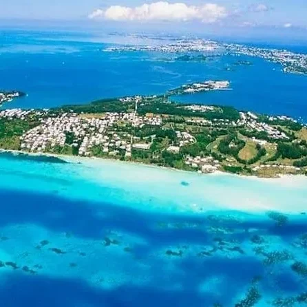 Aerial view of Bermuda's coastline.