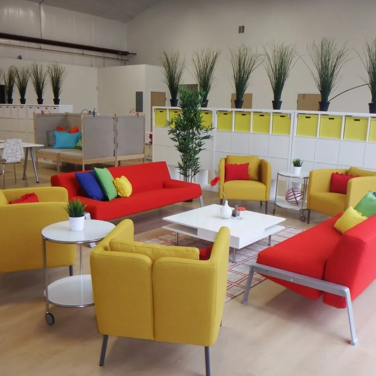 Colorful office lounge furniture.